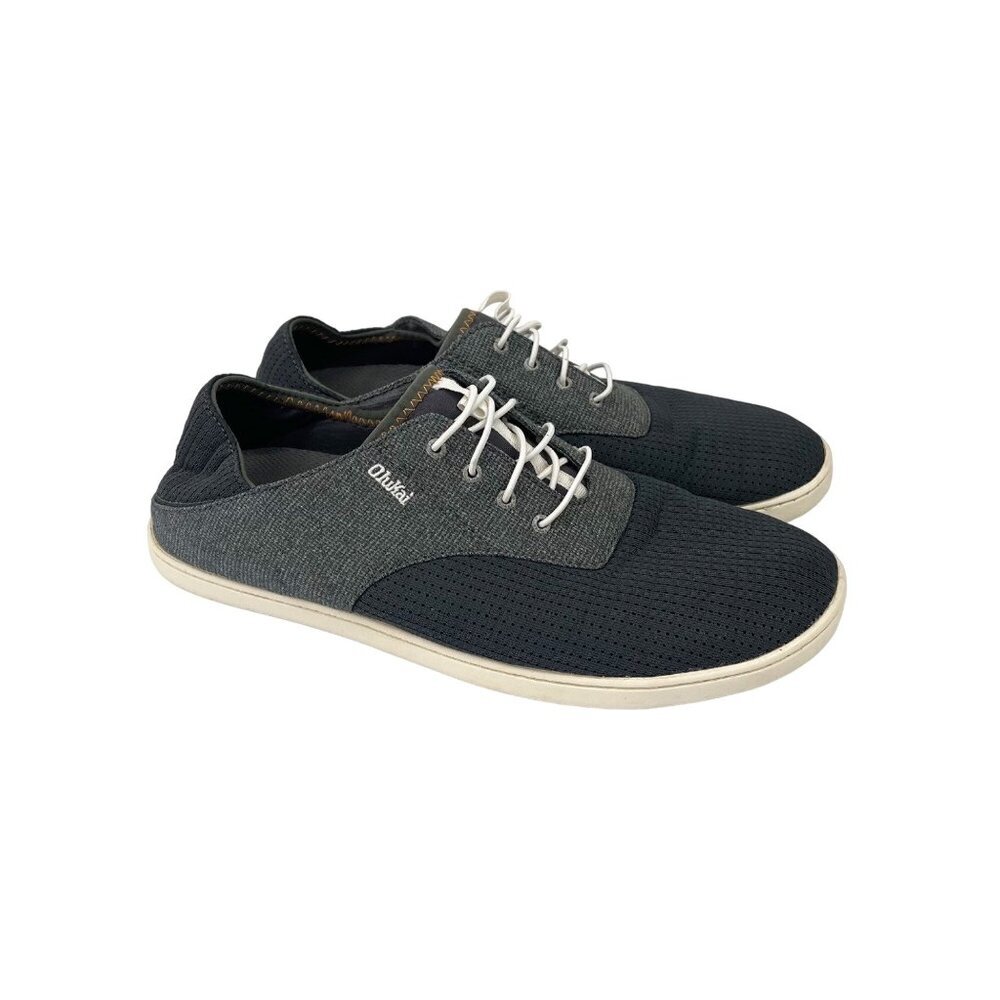 Olukai Nohea Moku Gray Mesh No Tie Boat Shoes w Drop In Heel 10283-6C6C Mens 10